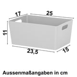 Ordnungsbox - GRAU - DINA5 - 25x17x11cm - 3.9 Liter - Schubladenorganizer - Ordnungskorb Organizerbox Ordnungssystem