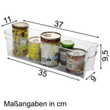 Kühlschrank-Organizer 37x11x9,5 cm durchsichtig stapelbar mit Griff - Aufbewahrungsbox Fridge Organizer Kühlschrankbox BPA-frei Speisekammer Bad Vorratsschrank transparent Küchenschrank Box