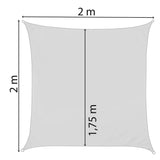Sonnensegel 2x2 quadratisch - grau - wasserabweisend - mit Alu Aufstellstangen teleskopierbar - Sonnenschutz