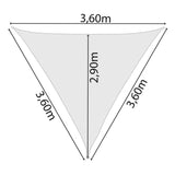 Sonnensegel 3,6 m dreieckig - creme - Sonnenschutz atmungsaktiv - UV-Schutz Garten Terasse Camping