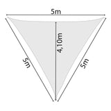 Sonnensegel 5 m dreieckig - sandfarben - Sonnenschutz atmungsaktiv - UV-Schutz Garten Terasse Camping