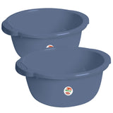 2x Schüssel 9 Liter rund D-35x15 cm Blau - Haushaltsschüssel Waschschüssel Universal Küchenschüssel Spülschüssel Kunststoff Fußbad Pflege - nestbar