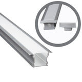 Aluminium Profil für LED - Stripes - 1 m lang - 25x14 mm - Aufputzprofil mit Abdeckung und Endkappe