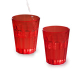 Melamin Geschirr und Acryl Glas Set für 4 Personen - 16 Teile - Campinggeschirr - rot weiß - mit Trinkglas 450 ml rot Gläsern - Essgeschirr