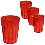 4 Stück Campingglas Trinkglas ROT 450 ml Trinkgläser - für 4 Personen - bruchfest Camping Glas Set - Kunststoff Party Picknick Kinder Wasserglas