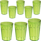 8 Stück Campingglas Trinkglas GRÜN 450 ml + 630 ml Trinkgläser - für 4 Personen - bruchfest Camping Glas Set - Kunststoff Party Picknick Kinder Wasserglas