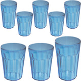 8 Stück Campingglas Trinkglas BLAU 450 ml + 630 ml Trinkgläser - für 4 Personen - bruchfest Camping Glas Set - Kunststoff Party Picknick Kinder Wasserglas