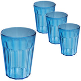 4 Stück Campingglas Trinkglas BLAU - 450 ml Trinkgläser - für 4 Personen bruchfest Camping Glas Set - Kunststoff Party Picknick Kinder Wasserglas