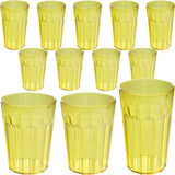 12 Stück Camping Trinkglas GELB für 6 Personen - 450 und 630ml - bruchfest Campingglas Set - Kunststoff Party Picknick Kinder Wasserglas