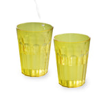 8 Stück Campingglas Trinkglas GELB 450 ml + 630 ml Trinkgläser - für 4 Personen - bruchfest Camping Glas Set - Kunststoff Party Picknick Kinder Wasserglas