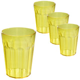 4 Stück Campingglas Trinkglas GELB 450 ml Trinkgläser - für 4 Personen - bruchfest Camping Glas Set - Kunststoff Party Picknick Kinder Wasserglas