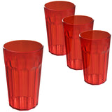 4 Stück Campingglas Trinkglas ROT 630 ml Trinkgläser - für 4 Personen - bruchfest Camping Glas Set - Kunststoff Party Picknick Kinder Wasserglas