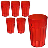 6 Stück Campingglas Trinkglas ROT - 630 ml Trinkgläser - für 6 Personen - bruchfest Camping Glas Set - Kunststoff Party Picknick Kinder Wasserglas