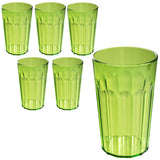 6 Stück Campingglas Trinkglas GRÜN - 630 ml Trinkgläser - für 6 Personen - bruchfest Camping Glas Set - Kunststoff Party Picknick Kinder Wasserglas