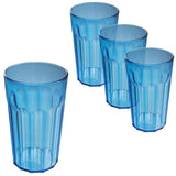 4 Stück Campingglas Trinkglas BLAU - 630 ml Trinkgläser - für 4 Personen bruchfest Camping Glas Set - Kunststoff Party Picknick Kinder Wasserglas