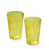 8 Stück Campingglas Trinkglas GELB 450 ml + 630 ml Trinkgläser - für 4 Personen - bruchfest Camping Glas Set - Kunststoff Party Picknick Kinder Wasserglas