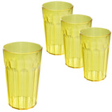 4 Stück Campingglas Trinkglas GELB 630 ml Trinkgläser - für 4 Personen - bruchfest Camping Glas Set - Kunststoff Party Picknick Kinder Wasserglas