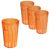 4 Stück Campingglas Trinkglas ORANGE 630 ml Trinkgläser - für 4 Personen - bruchfest Camping Glas Set - Kunststoff Party Picknick Kinder Wasserglas