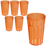 6 Stück Campingglas Trinkglas ORANGE - 630 ml Trinkgläser - für 6 Personen - bruchfest Camping Glas Set - Kunststoff Party Picknick Kinder Wasserglas