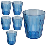 6 Stück Campingglas Trinkglas BLAU - 250 ml Trinkgläser - für 6 Personen - bruchfest Camping Glas Set - Kunststoff Party Picknick Kinder Wasserglas