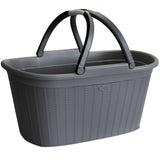 Wäschekorb 35 Liter hell-grau mit 2 Henkeln - 57.5x37x29 cm Rattan-Design ohne Löcher Haushaltskorb Wäschewanne Tragekorb Wäschesammler Wäschesortierer Wäschebox - Aufbewahrung Kunststoff