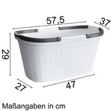 Wäschekorb 35 Liter weiß mit 2 Henkeln - 57.5x37x29 cm Rattan-Design ohne Löcher - Haushaltskorb Wäschewanne Tragekorb Wäschesammler Wäschesortierer Wäschebox - Aufbewahrung Kunststoff