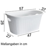Wäschekorb 35 Liter weiß mit 2 Griffen - 57x37x27 cm Rattan-Design ohne Löcher - Haushaltskorb Wäschewanne Tragekorb Wäschesammler Wäschesortierer Wäschebox - Aufbewahrung Kunststoff