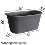 Wäschekorb 35 Liter hellgrau mit 2 Griffen - 57x37x27 cm Rattan-Design ohne Löcher - Haushaltskorb Wäschewanne Tragekorb Wäschesammler Wäschesortierer Wäschebox - Aufbewahrung Kunststoff