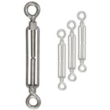 4x Edelstahl Spannschloss Spannschraube D-4mm - M4 - beidseitigen Ösen V2A - Seilspanner Segelspanner für Drahtseil - 10-14cm lang Wantenspanner Bruchlast 450 kg