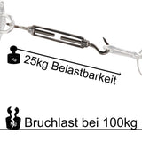 8x Edelstahl Spannschloss Spannschraube D-4mm - M4 - beidseitigen Haken - V2A Seilspanner Segelspanner für Drahtseil - 10-14cm lang Wantenspanner Bruchlast 100 kg