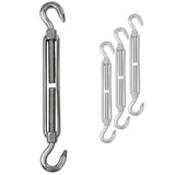 4x Edelstahl Spannschloss Spannschraube D-8mm - M8 - beidseitigem Haken V2A - Seilspanner Segelspanner für Drahtseil - 18-27cm lang Wantenspanner Bruchlast 650kg