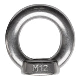 Edelstahl M12 Ringmutter V2A 304 - Ösenmutter Augenmutter Ringösen Traglast 1000 kg Hebegeräte Hebezubehör Heberingmutter Hebering Loch für Kabelseil Eye nut Ähnlich-DIN582