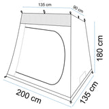 Innenzelt für 2 Personen 200x135 - mit 2 Wege-Reißverschlusstür wasserdichter Bodenwanne Innenkabine Schlafkabine atmungsativer Polyester mit Lüftungsnetz Schlafzelt für das Vorzelt