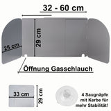 Universal Windschutz für Campingkocher Stahl verstellbar 32-60cm Aufbewahrungstasche passend für 1-2-3 flammigen Gasherd faltbar Spritzschutz Camping Küche