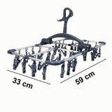 Wäschetrockner Aluminium 59x33cm faltbar mit 36 Wäscheklammern windgeschützter großer Aufhängehaken Hängetrockner Sockentrockner zum Aufhängen Wäscheständer Wäschespinne ideal für unterwegs Camping