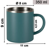 Melamin Geschirr Set Türkis für 2 Personen 8 Teile mit Edelstahl Thermo Tassen doppelwandig - Tonoptik Essgeschirr - Campinggeschirr Picknick ideal für Camping modern Outdoor