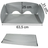 Koch Windschutz für Campingkocher Stahl mit Bodenplatte 63x31x25cm Aufbewahrungstasche passend für 3-flammigen Gasherd faltbar Spritzschutz Camping Küche