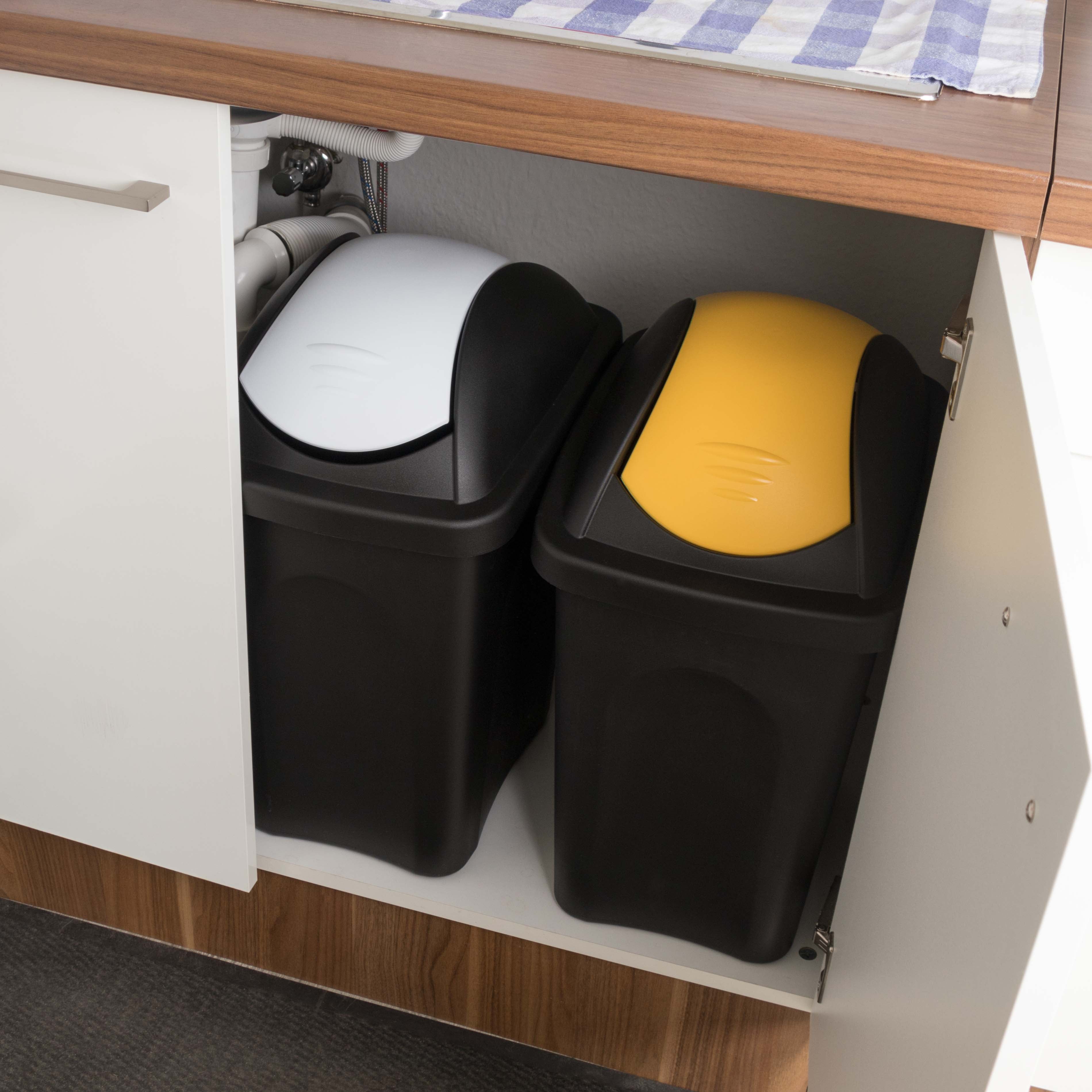 Mülleimer 30 Liter schwarz mit farbigem Schwingdeckel 29x36x51 cm Müll –  Hummelladen