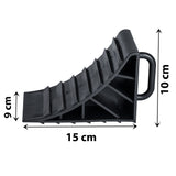 2x Unterlegkeile 15x10x9 cm für PKW Wohnmobil Wohnwagen aus Kunststoff mit Griff Bremskeil Keil Camping Zubehör Schwarz Parkhilfe Einparkhilfe Parkstopper Standkeil Auto Parken Anhänger