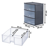 37200 - Wham Schubladenbox mit 3 Schubladen 39x29x47cm Schwarz-Transparent
