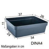 Ordnungsbox - NAVYBLAU Dunkelblau - DINA4-Format - 11 cm hoch | 36,5x26x11 cm - 11 Liter - Ordnungskorb Schubladenorganizer Organizerbox Ordnungssystem Kunststoff Aufbewahrung Schrank Bad