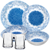 PRODUKTSET - 33411+30689 - Hummelladen Melamingeschirrset Wish Flower + Trinkgläser klar 300ml 2 Personen