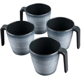 Melamin Tassen 350 ml ideal für Camping 4 Personen - Jesolo Grau Stapelbar - Steingutoptik Trinkbecher Kaffeetasse Kaffeebecher