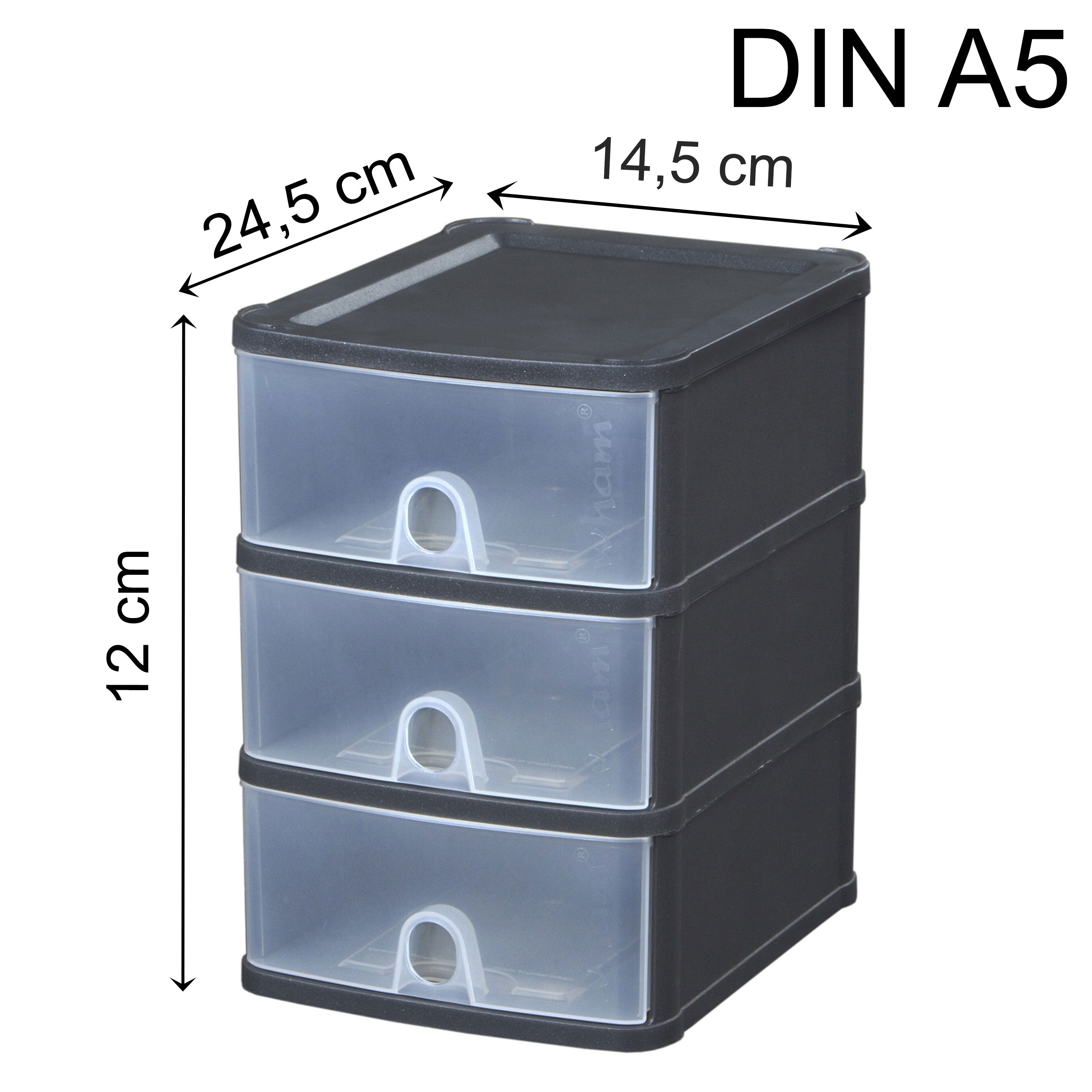 Schubladenbox DIN A5 mit 3 Schubladen 25x20x29 cm
