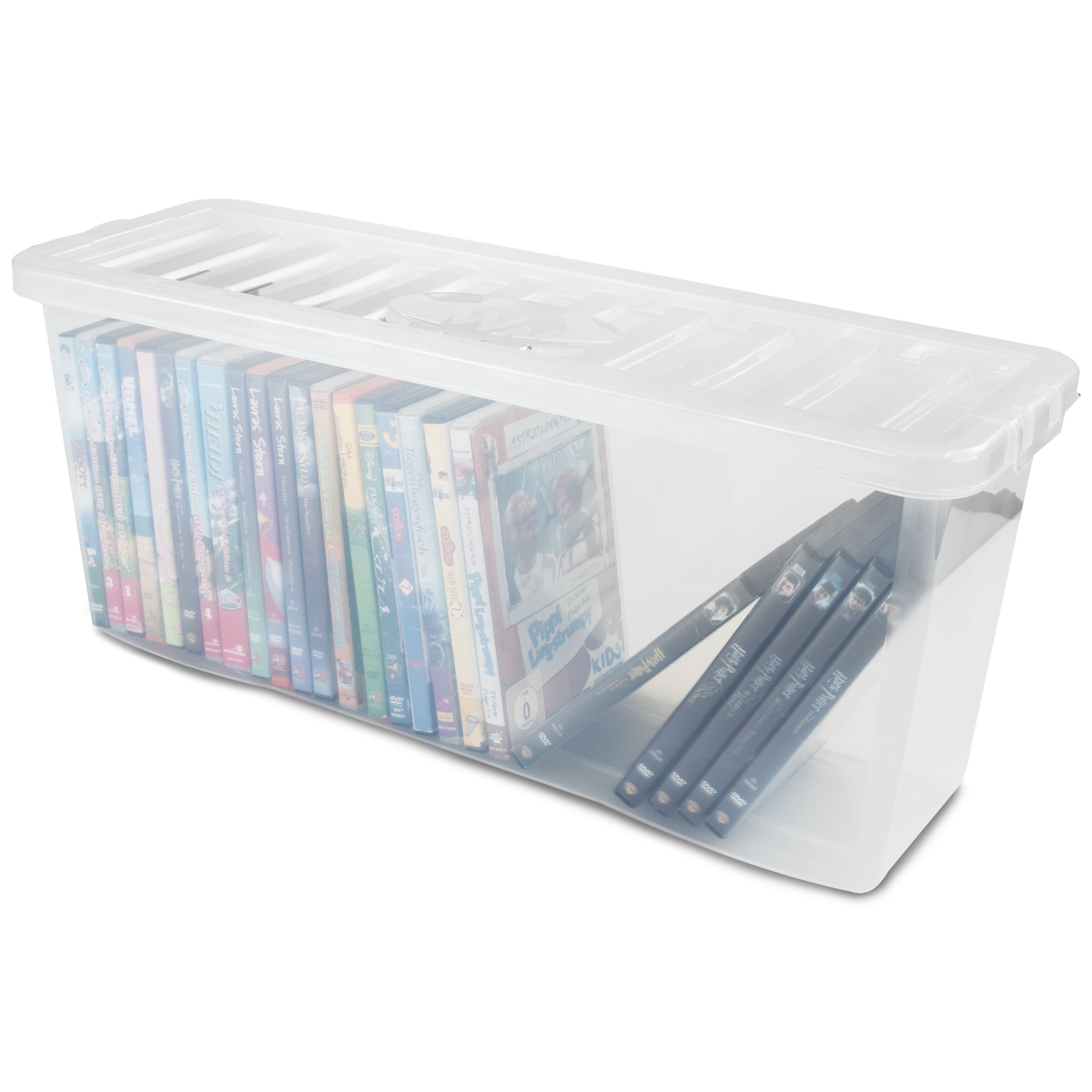 AUFBEWAHRUNGSBOX - für 36 DVDs - Aufbewahrungsbox mit Deckel 1 Stück