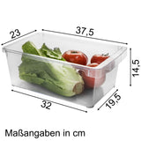 Kühlschrank-Organizer 37x23x14,5 cm durchsichtig mit Griff - aus Acryl Aufbewahrungsbox Fridge Organizer Kühlschrankbox BPA-frei Speisekammer Vorratsschrank transparent Küchenschrank Box