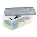 AUFBEWAHRUNGSBOX - 9 Liter - Aufbewahrungsbox mit Deckel - 38x23x15cm transparent Navy Blau - stapelbar - Kunststoff Box Stapelkiste Büro Storage Aufbewahrung Flach