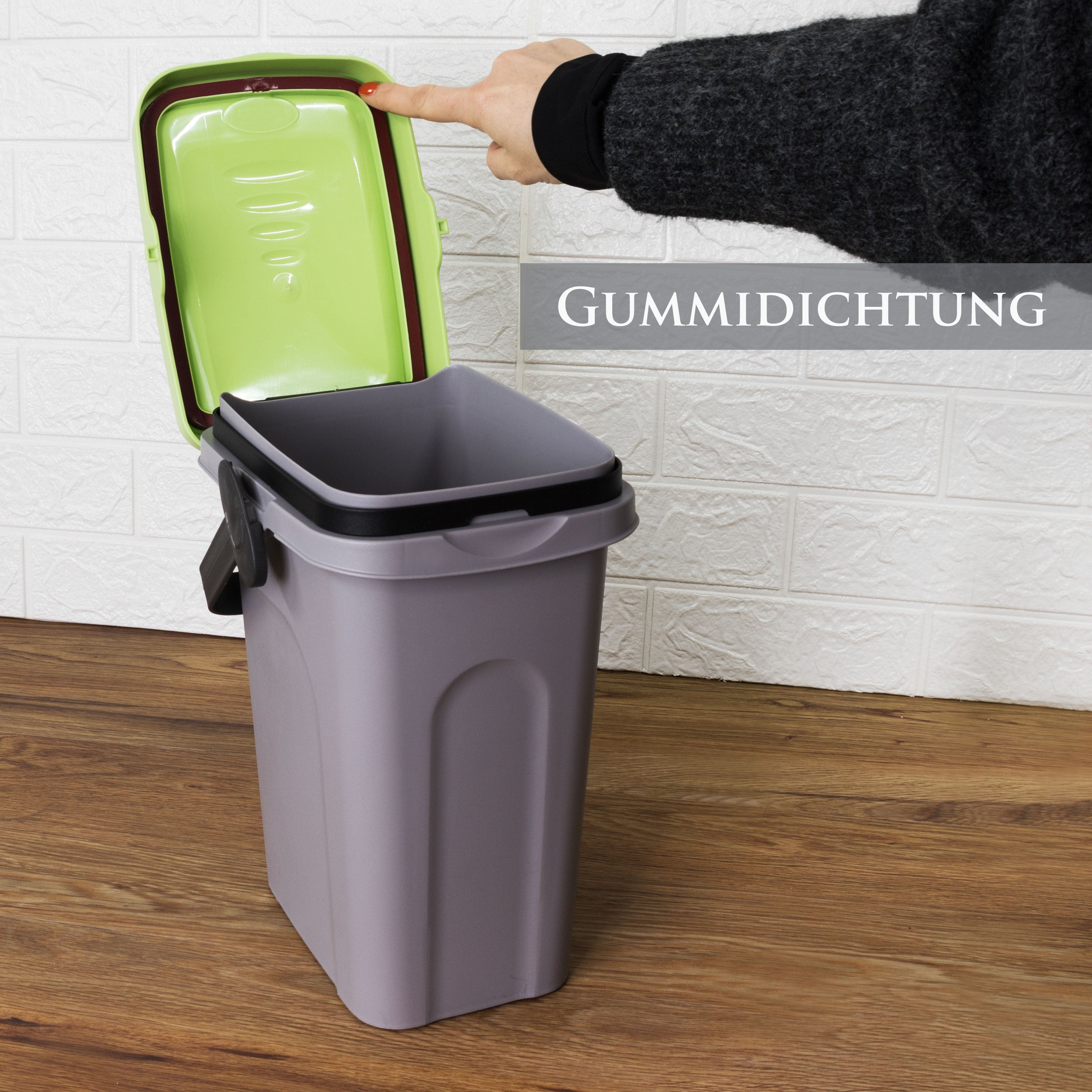 Abfalleimer 7 Liter 23x19x30,5cm - mit Gummidichtung im Deckel