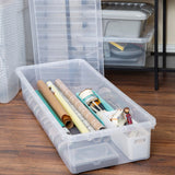 Aufbewahrungsbox mit Deckel 55 Liter - 99x40x18cm - transparent - stapelbar - Unterbettkommode