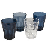 4x Campingglas Trinkglas Set - 400 ml - Glasset klar blau - Wasserglas Gläser Polycarbonat Glas ideal für Camping Küche